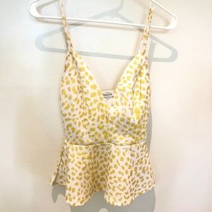 Arden B Yellow Dotted Peplum Top